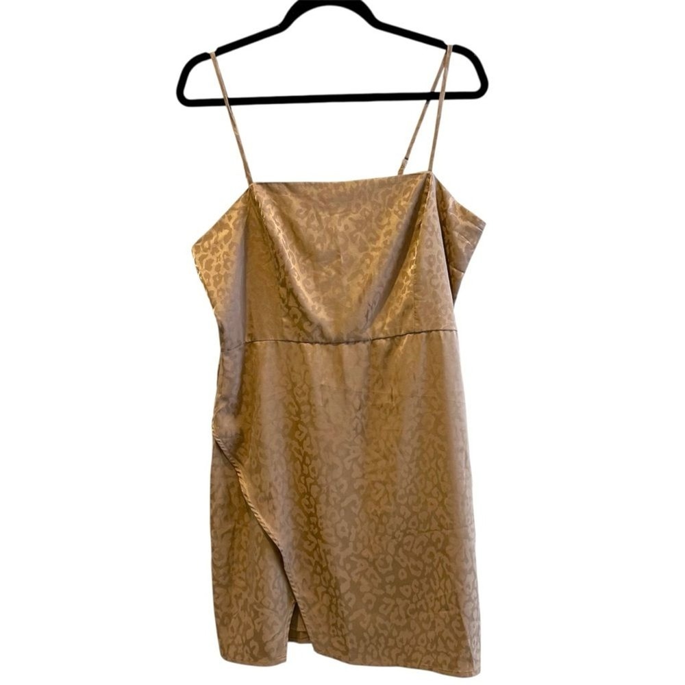 Forever 21 Mini Dress‎ Taupe NWT Cheetah Leopard Jacquard Wrap Hem Women Large